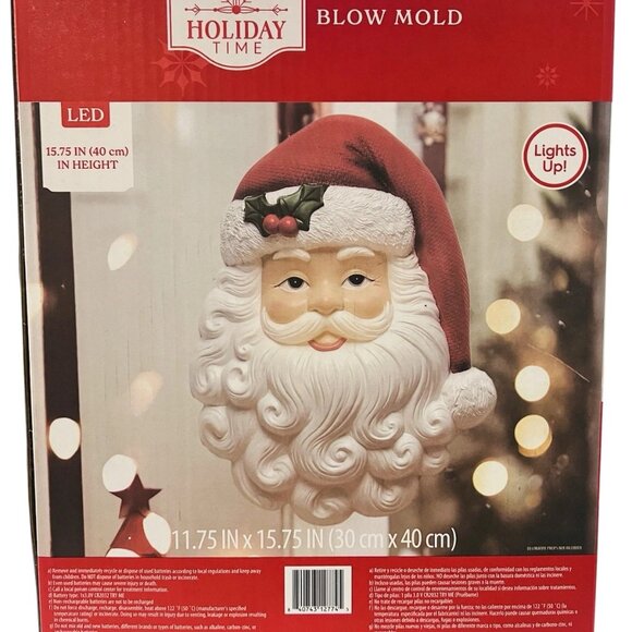 Santa Claus Face Blow Mold Lighted 16" Hanging Vintage Christmas Wall Decor NEW - Picture 6 of 6